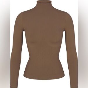 Skims Recycled Nylon Long Sleeve Mock Neck Top